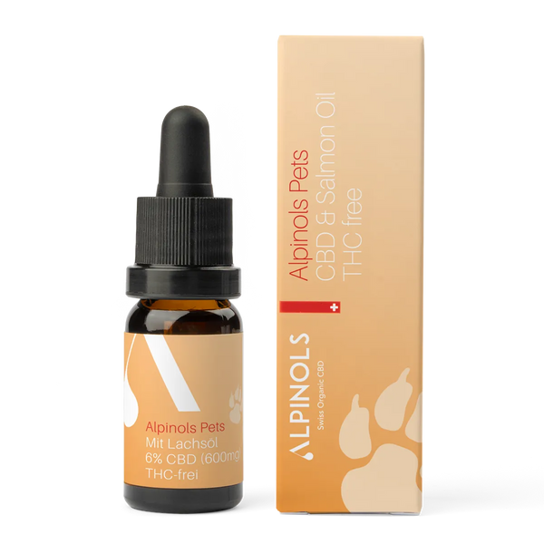 Huile de CBD pour chiens (6%) à l'huile de saumon, sans THC, 10ml